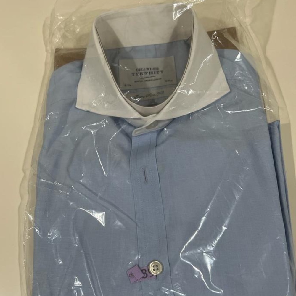 NON IRON EXTRA SLIM FIT COLOR BLOCK CHARLES TRYWHITT SIZE 15 DRESS SHIRT